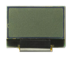 128x64 Small Transflective LCD with carrier board. Front view, powered off.