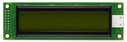 192x32 Pixel, Graphic LCD with Dark Letters on a Yellow-Green background and a white LED backlight. Front view, powered off.