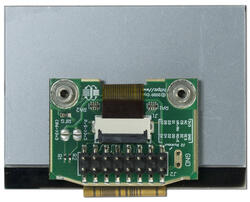 240x128 Low powere Graphic LCD with a breakout board attached. Back view, powered off.