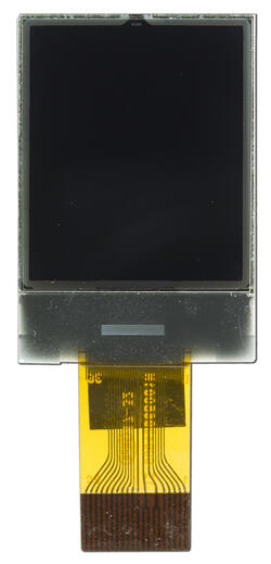 One inch graphic LCD, front view  turned off. One inch graphic LCD, front view  turned off.