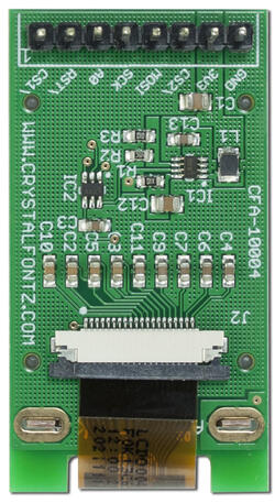 One inch LCD mounted on carrier board, back view