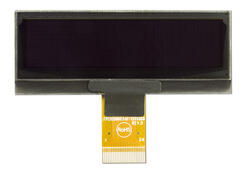 128x32 small white oled display, front, powered off.