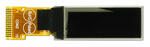 The CFAL12832D-PY is a 0.91 inch 128x32 yellow-on-black graphic OLED with SPI interface - front view, power off. FPC tail unfolded.