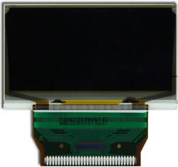 Front view of CFAL12864S-Y-B1 128x64 OLED graphic display with unfolded tail.