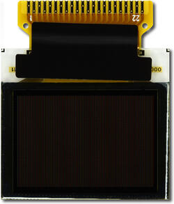 This CFAL9664B-F-B1 is a 0.95 96x64 full color OLED display – front view, power off, tail unfolded.