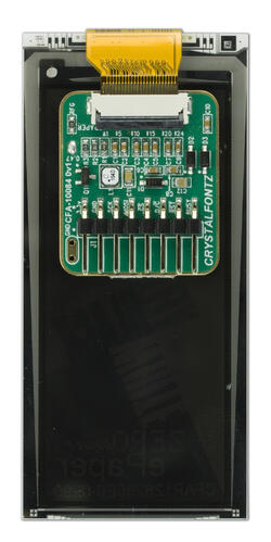 104x212 ePaper arduino development shown attached to ePaper adapter board.