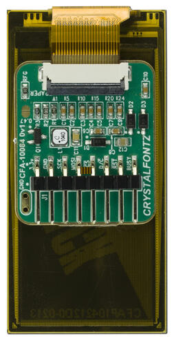 Flexible ePaper Arduino development kit, shown attached to epaper adapter board.