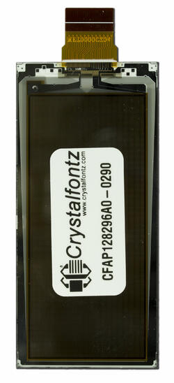 CFAP128296A0-0290 is a 2.90 inch graphic epaper display, 3-level grayscale ‒ back view, FPC unfolded