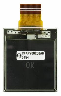 CFAP200200A0-0154 is a 1.54 black and white graphic epaper display ‒ back view, FPC unfolded