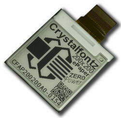 CFAP200200A0-0154 is a 1.54 inch black and white graphic epaper display ‒ front angled view, FPC unfolded