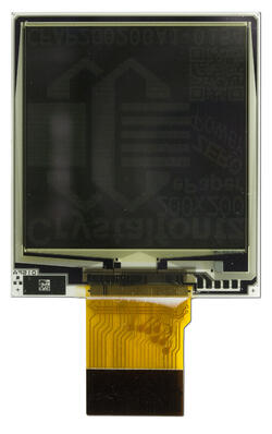 1.54 inch square e-paper, black and white. Back view.