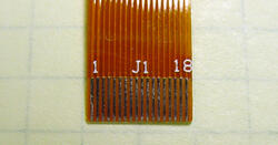 Here is a close-up of the front of the ZIF tail against standard 0.2 graph paper. The pitch of the conductors is 0.5mm.