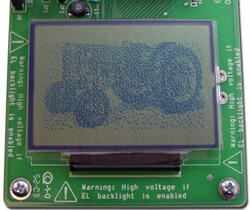 The pixels are small enough that a rudimentary gray scale may be achieved through dithering. The pixels are small enough that a rudimentary gray scale may be achieved through dithering.