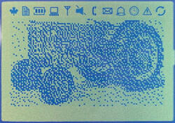 The pixels are small enough that a rudimentary gray scale may be achieved through dithering (backlight off).