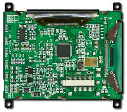 The CFAX320240DX-TFH-T-TS is a 320x240 dark on light gray LCD display – back view. 