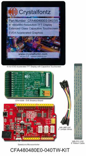 4-inch Capacitive Touchscreen EVE Development Kit (CFA480480E0-040TW-KIT)