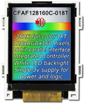 128x160 1.77" Full Color TFT LCD (CFAF128160C-018T)
