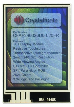 240x320 2" Sunlight Readable Resistive Touchscreen TFT Display (CFAF240320D0-020FR)