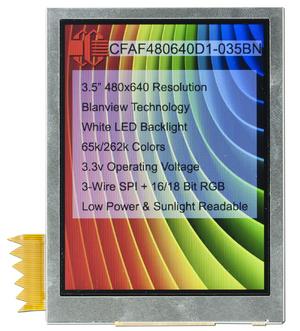 480x640 3.5" Blanview Sunlight Readable Display (CFAF480640D1-035BN)