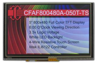 5" 800x480 Touch Screen Color TFT (CFAF800480A-050T-TS)