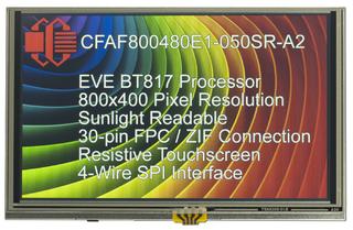 5" 800x480 Resistive Touchscreen TFT with EVE (CFAF800480E1-050SR-A2)