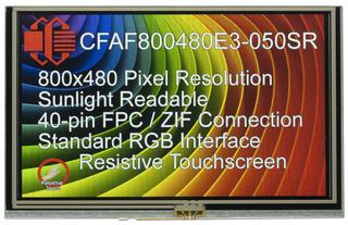 5" IPS Sunlight Readable Resistive Touchscreen TFT Display (Coming Soon) (CFAF800480E3-050SR)