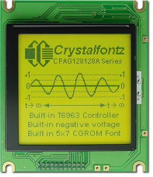 128x128  Parallel Graphic LCD (CFAG128128A-YGH-TZ)