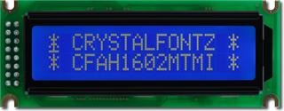 White on Blue 16x2 Character LCD (CFAH1602M-TMI-ET)