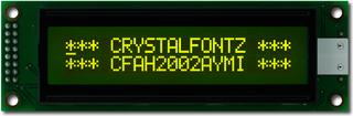 20x2 Character LCD Yellow on Green (CFAH2002A-YMI-JTV)