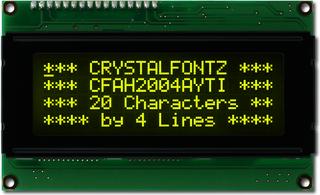 Yellow on Black 20x4 Character Display (CFAH2004A-YTI-JT)