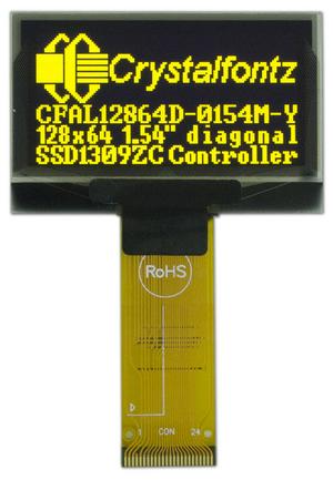 128x64 Yellow Graphic OLED (CFAL12864D-0154M-Y)