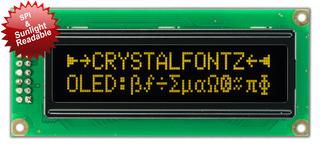 16x2 Yellow Sunlight Readable OLED With SPI (CFAL1602C-PYT)