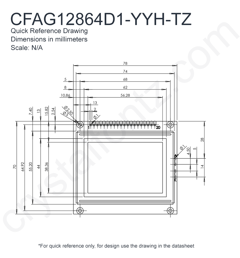 128x64 Sunlight Readable Graphic LCD from Crystalfontz